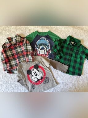 Baby Boy 12M Long Sleeve Button up Shirt Bundle Carter’s Cat & Jack Graphic T